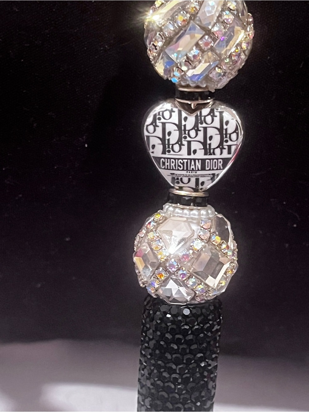 Crystal Bow Pen with Beaded Accent - Silver - Picture 6 of 11